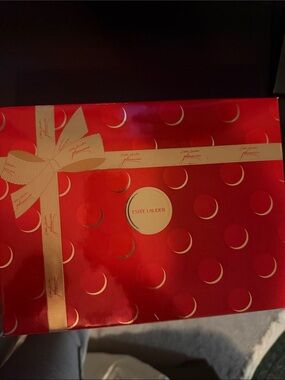 Estee Lauder Red Gift Box with Gold Ribbon Accents
